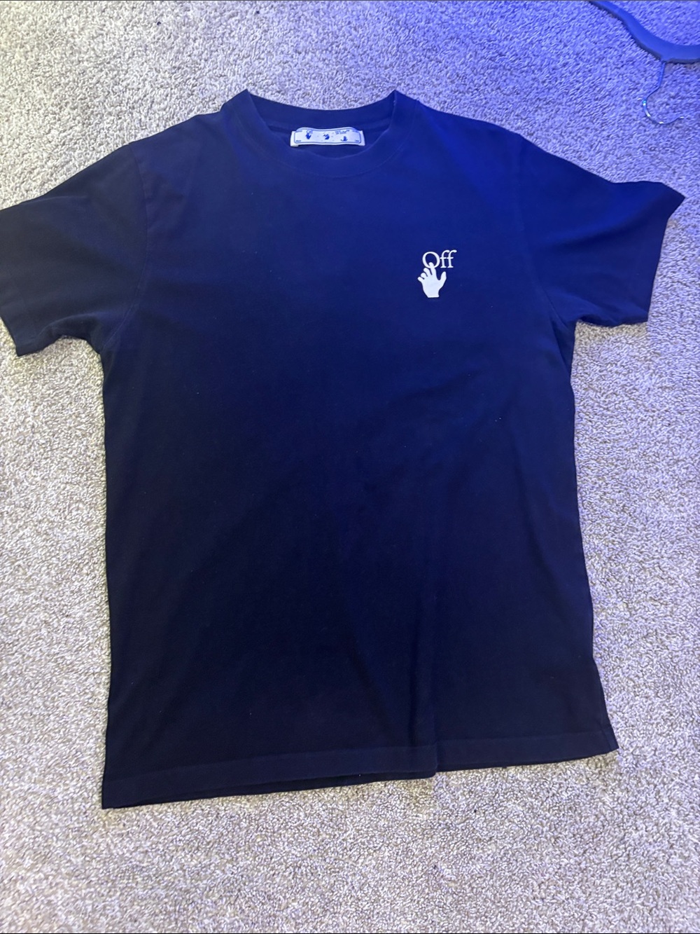 Off-White Black Tee with White Hand Logo